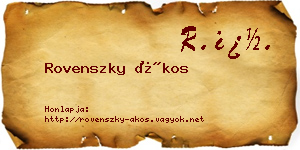 Rovenszky Ákos névjegykártya